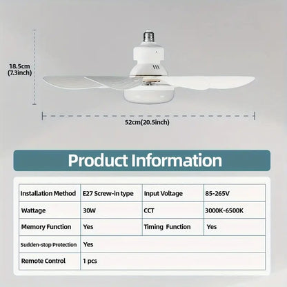 🏆LAST DAY SALE 50% OFF🔥 40W LED Ceiling Fan Light – 20.5” Ultra-Quiet with Remote 🎯 | E27 + FREE B22 Adapter 🔌 | For Bedroom 😴, Kitchen 👩‍🍳 & Garage 🛠️ – UK Ready! 🇬🇧